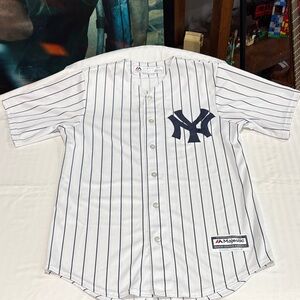 New York Yankees #2 Majestic Button Down Jersey Men’s Small